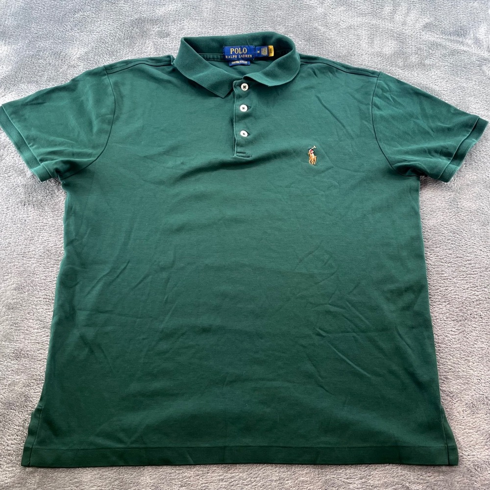 Polo Ralph Lauren Mens Custom Slim Fit Polo Shirt Green Short Sleeve Size M